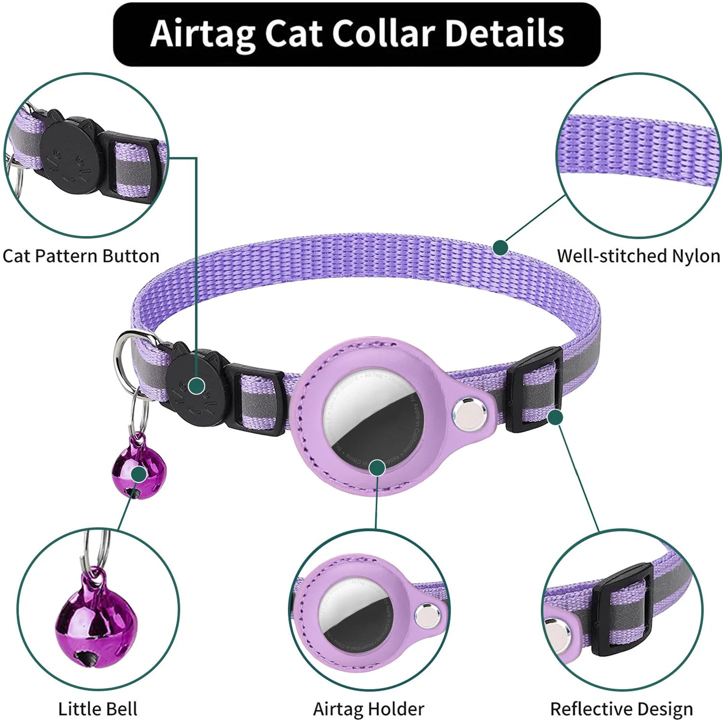T&G - AirTag-Ready Reflective Collar with AirTag Case & Bell!