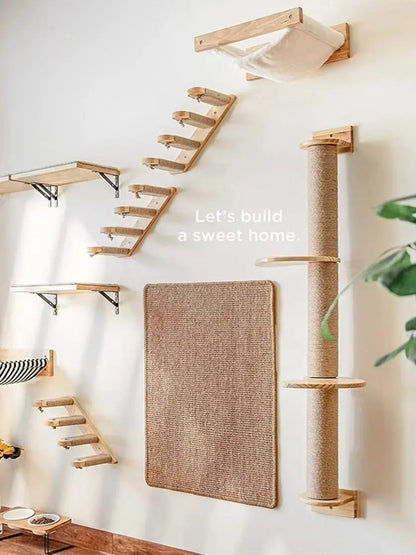 T&G Wall-Mounted Cat Scratching & Climbing Furniture