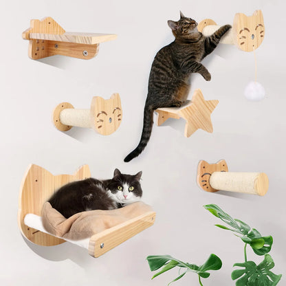 T&G Wall-Mounted Cat Scratching & Climbing Furniture